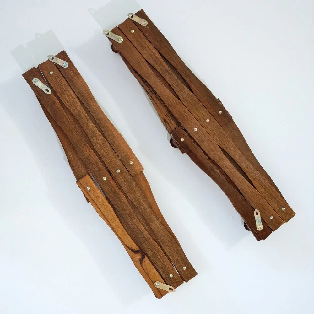 Vtg Wooden 10 Peg Accordion Wall Coat Rack Expandable Folding Hang Storage SET